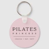 Simple Personalized Blush Pink Pilates Princess Sleutelhanger (Achterkant)