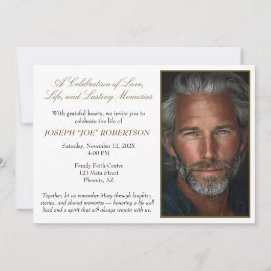 Simple Personalized Celebration of Life Invitation Kaart (Voorkant)