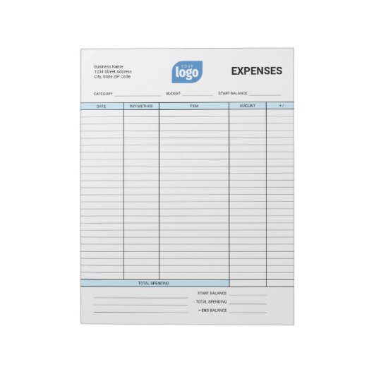 Simple Personalized Logo Business Expenses Notepad Notitieblok (Linkerzijde)