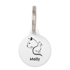 Simple Personalized Name White Cat Huisdierpenning