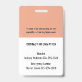 Simple Personalized Service/ Emotional Support Dog Badge (Achterkant)