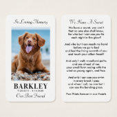 Simple Pet Memorial Foto Sympathie Prayer Kaart (Voorkant /achterkant)