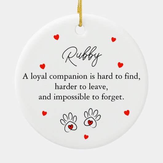 Simple Pet Name Keramisch Ornament (Achterkant)