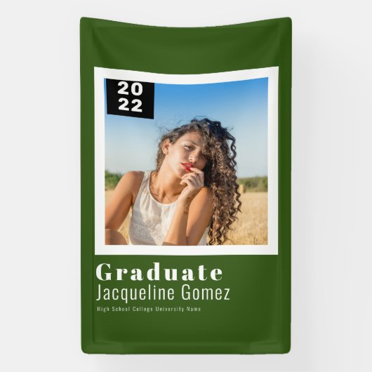 Simple Photo Afstuderen 2022 Announcement Green Spandoek (Verticaal)