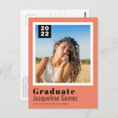 Simple Photo Afstuderen 2022 Announcement Salmon Briefkaart (Voorkant / Achterkant)