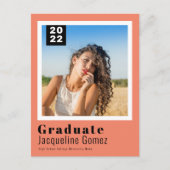 Simple Photo Afstuderen 2022 Announcement Salmon Briefkaart (Voorkant)