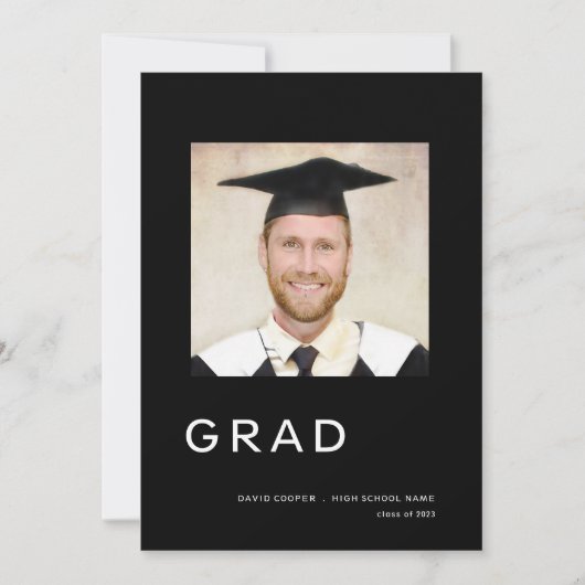 Simple Photo Afstuderen 2024 Zwart Aankondiging (Voorkant)