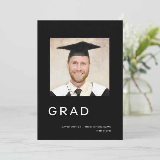 Simple Photo Afstuderen 2024 Zwart Aankondiging (Staand voorkant)