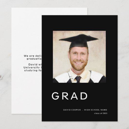 Simple Photo Afstuderen 2024 Zwart Aankondiging (Voorkant / Achterkant)