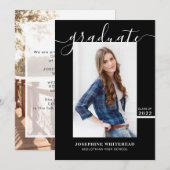 Simple Photo Afstuderen Announcement 2022 Black Aankondiging (Voorkant / Achterkant)