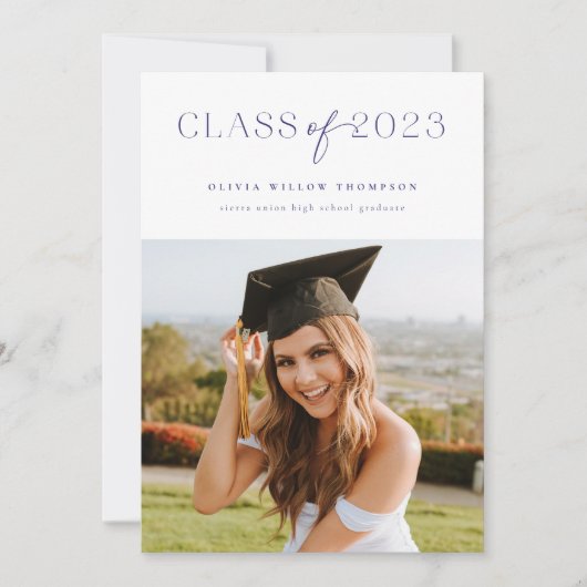 Simple Photo Afstuderen Announcement Blue 2023 Aankondiging (Voorkant)