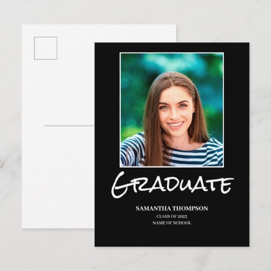 Simple Photo Afstuderen Announcement Briefkaart (Voorkant / Achterkant)