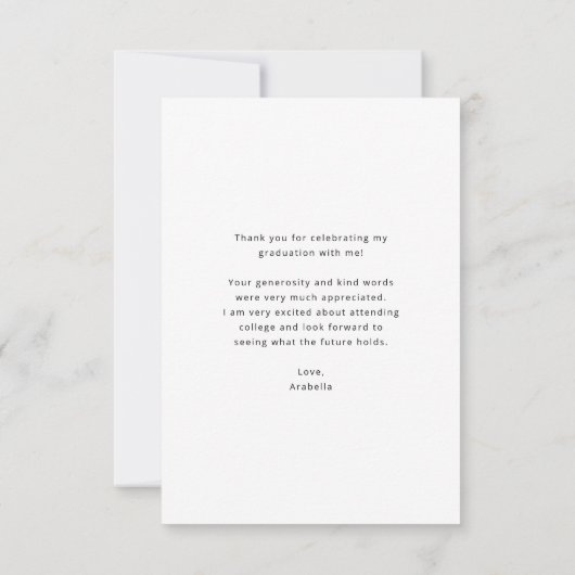 Simple Photo Afstuderen Bedankkaart (Achterkant)