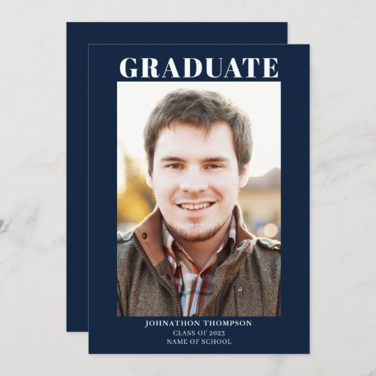 Simple Photo Afstuderen Blue Aankondiging (Voorkant / Achterkant)