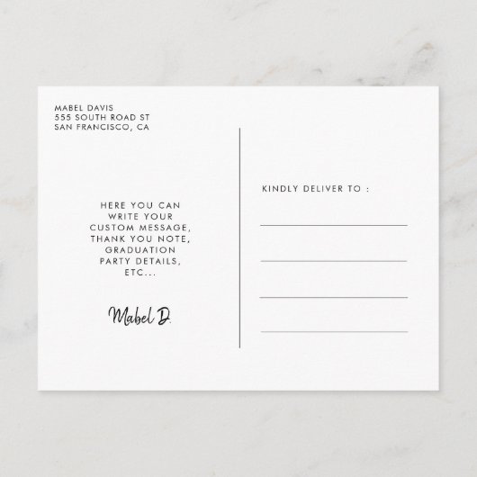 Simple Photo afstuderen Briefkaart (Achterkant)