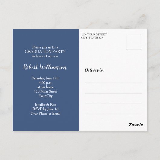 Simple Photo Afstuderen Invitation Briefkaart (Achterkant)