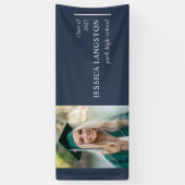 Simple Photo Afstuderen Navy Blue Banner (Verticaal)