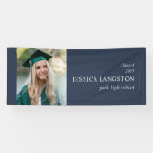 Simple Photo Afstuderen Navy Blue Banner (Horizontaal)