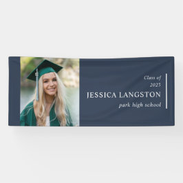 Simple Photo Afstuderen Navy Blue Banner