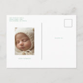 simple photo baby birth announcement briefkaart (Achterkant)