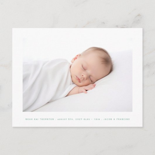 simple photo baby birth announcement briefkaart (Voorkant)