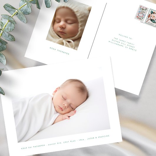 simple photo baby birth announcement briefkaart