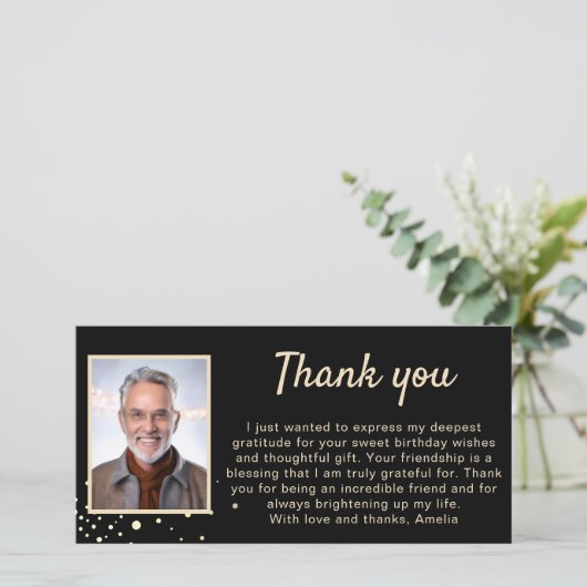 Simple Photo Birthday  Bedankkaart (Staand voorkant)