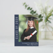 Simple Photo Blue Afstuderen Aankondigingskaart (Staand voorkant)