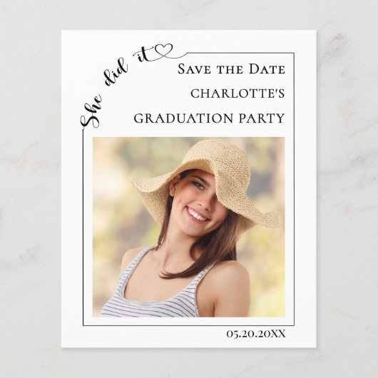 Simple photo budget Graduation Save the Date Flyer (Voorkant)