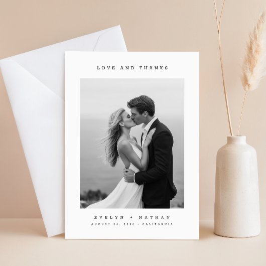 Simple Photo Budget Wedding Thank You Card W Note Bedankkaart