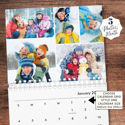 Simple Photo Collage 5 Per Month Kalender