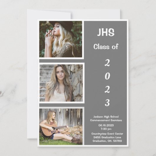 Simple Photo Collage Afstudeerder Name Afstuderen Aankondiging (Voorkant)