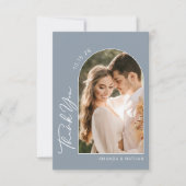 Simple Photo Dusty Blue Wedding Bedankkaart (Voorkant)