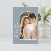 Simple Photo Dusty Blue Wedding Bedankkaart (Staand voorkant)