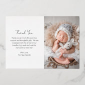 Simple Photo Elegant Birth Announding Roos Gold Folie Uitnodiging (Achterkant)