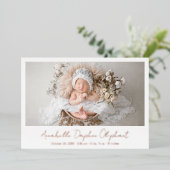 Simple Photo Elegant Birth Announding Roos Gold Folie Uitnodiging (Staand Voorkant)