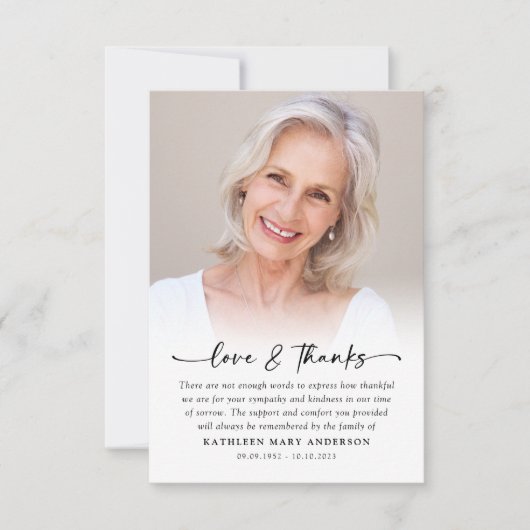 Simple Photo Funeral Bedankkaart (Voorkant)