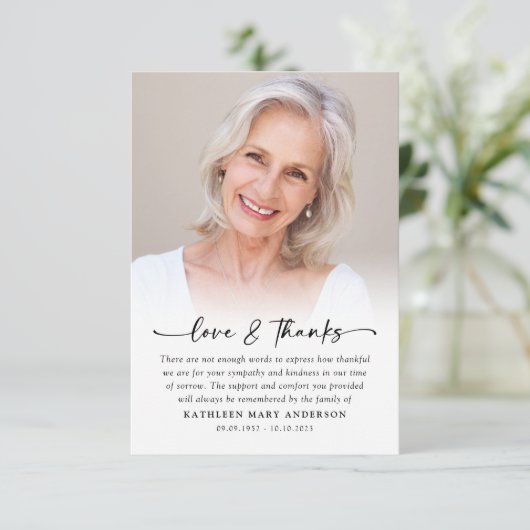 Simple Photo Funeral Bedankkaart (Staand voorkant)