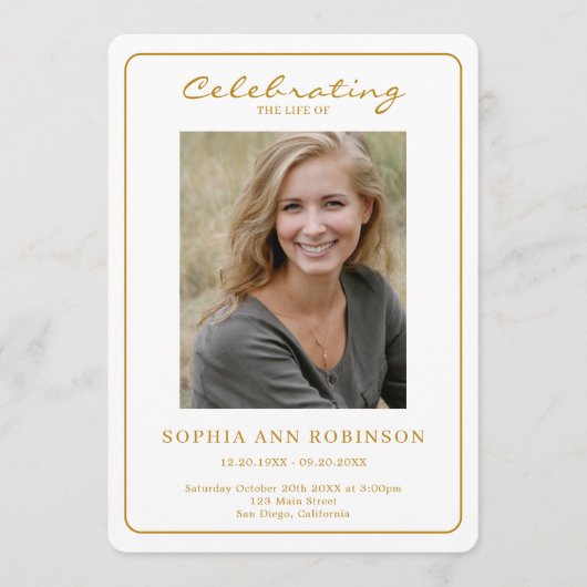 Simple Photo Funeral Memorial Order Of Service Programmakaart (Voorkant)