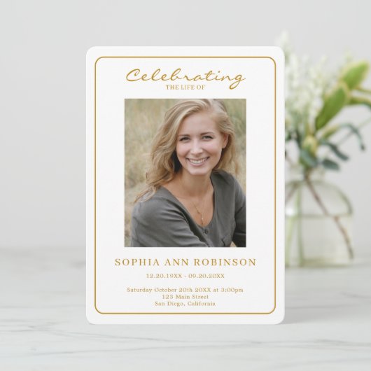 Simple Photo Funeral Memorial Order Of Service Programmakaart (Staand voorkant)