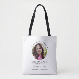 Simple Photo Funeral Memorial Tote Bag
