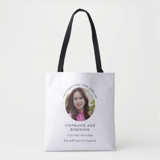 Simple Photo Funeral Memorial Tote Bag (Voorkant)