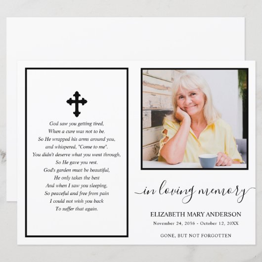 Simple Photo Funeral Program (Voorkant / Achterkant)