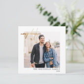 Simple Photo Gold Merry-kerstwit Feestdagenkaart (Staand voorkant)