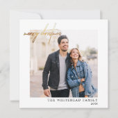 Simple Photo Gold Merry-kerstwit Feestdagenkaart (Voorkant)