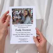 Simple Photo 'Grad Party ' Calligraphy Personalize Kaart