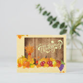 Simple Photo Happy Thanksgiving Food Greetings Briefkaart (Staand voorkant)
