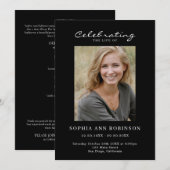 Simple Photo Memorial Order Of Service Black Programmakaart (Voorkant / Achterkant)