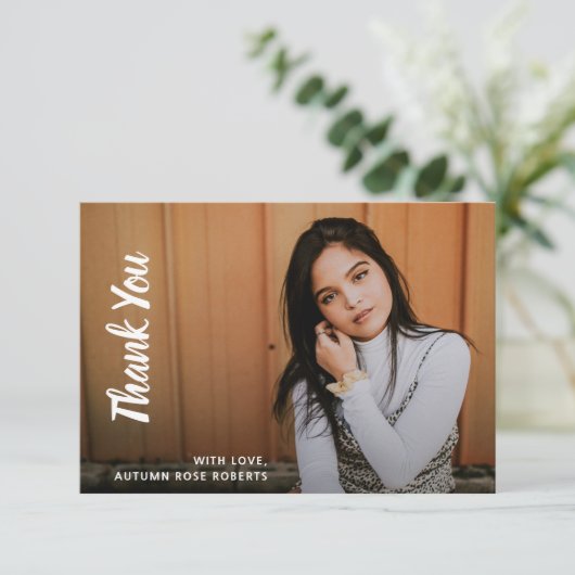 Simple Photo Modern Afstuderen Bedankkaart (Staand voorkant)