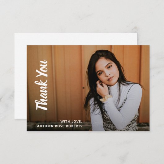 Simple Photo Modern Afstuderen Bedankkaart (Voorkant / Achterkant)